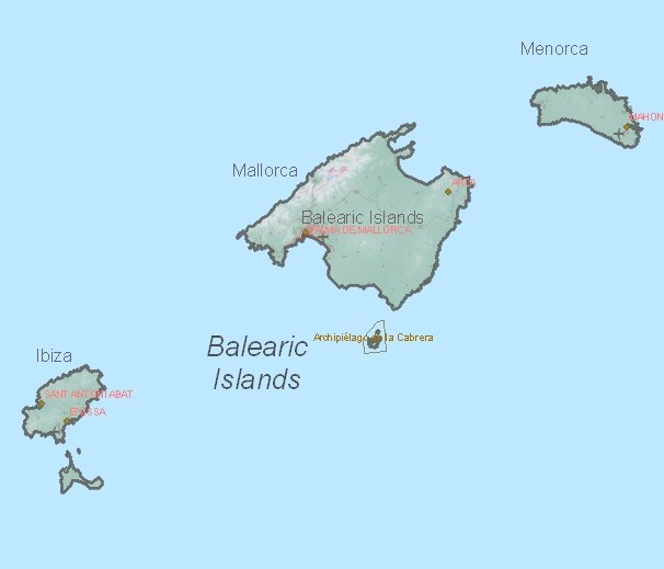 Tourist map of Balearic Islands