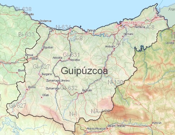 Tourist map of Guipúzcoa